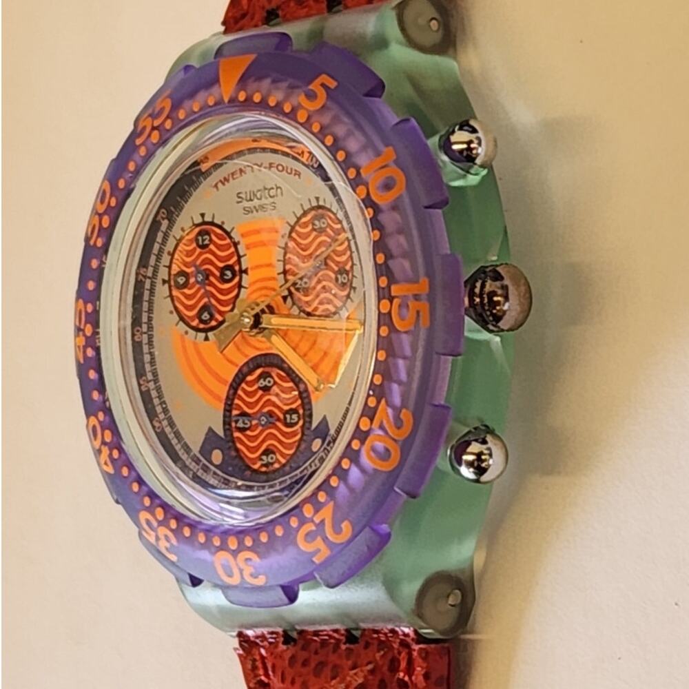 Swatch watch RED HARBOUR SBG100 1993 Aquachrono New old stock - Picture 4 of 9